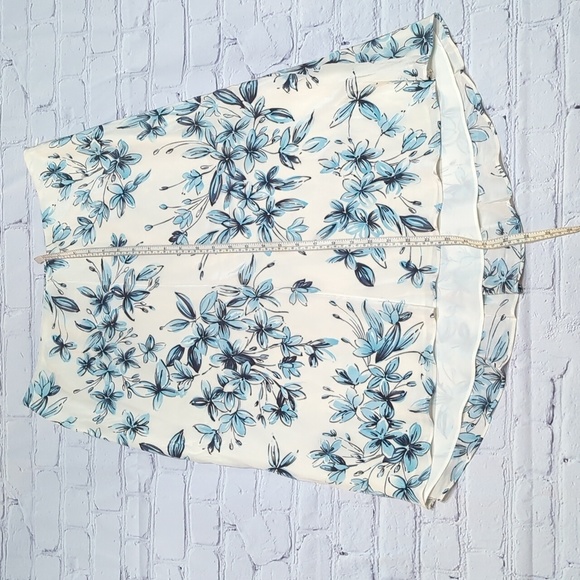 ⭐Loft Womens Skirt 100% Silk Blue Cream Floral High Low Feminine Girly Pastel 10 - Picture 7 of 12